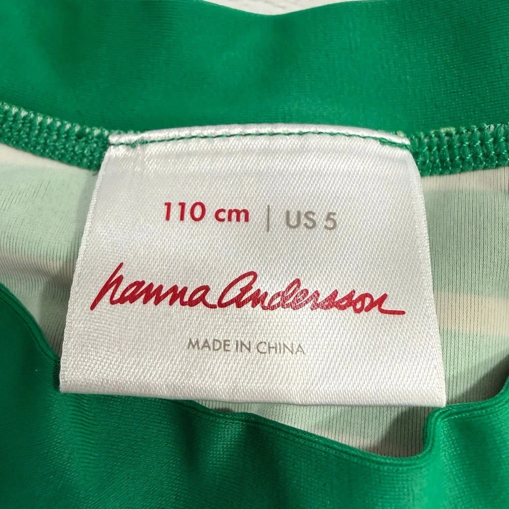 Hanna Andersson kids green striped long sleeve rash guard 110/5